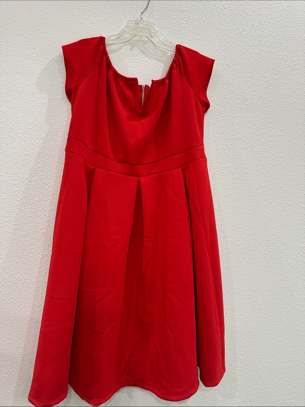 Classic Red Midi Dress with Cap Sleeves
